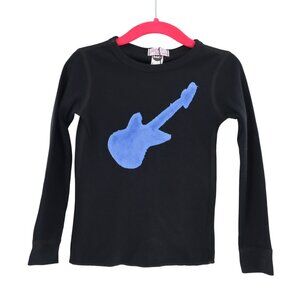 Jack & Nicole Graffiti Guitar Tee Toddler 2 Black Long Sleeve Indie Rock NWT